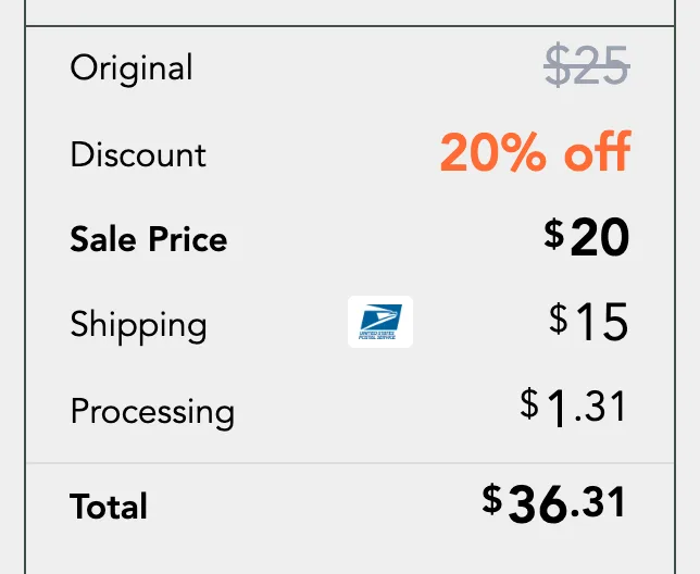 A listing's price box: the Original price crossed out, the Discount, and the Sale Price