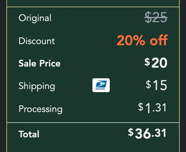 A listing's price box: the Original price crossed out, the Discount, and the Sale Price