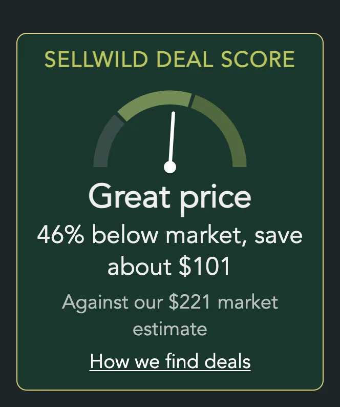 The Sellwild Deal Score on a pair of studio monitors: Great price, 46% below market, save about $101