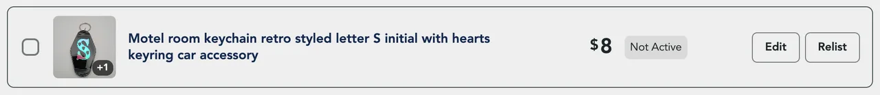 A Not Active row with its Edit and Relist buttons