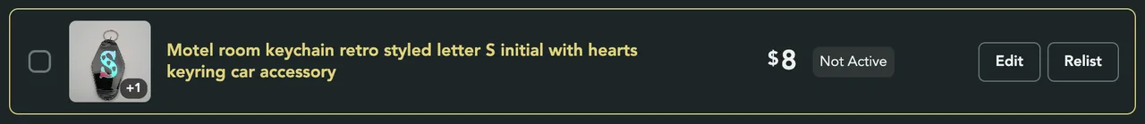 A Not Active row with its Edit and Relist buttons