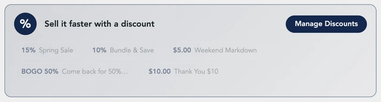 The % box under the price, with a row of coupon chips and a link at the top right
