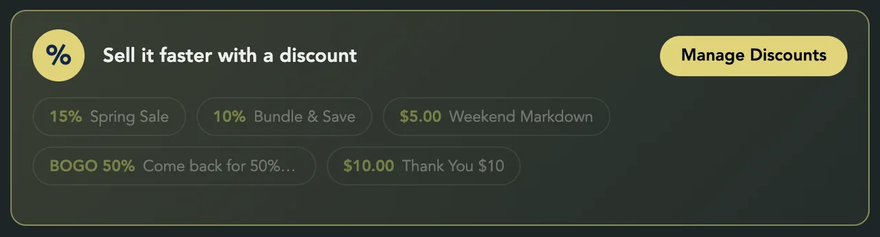 The % box under the price, with a row of coupon chips and a link at the top right