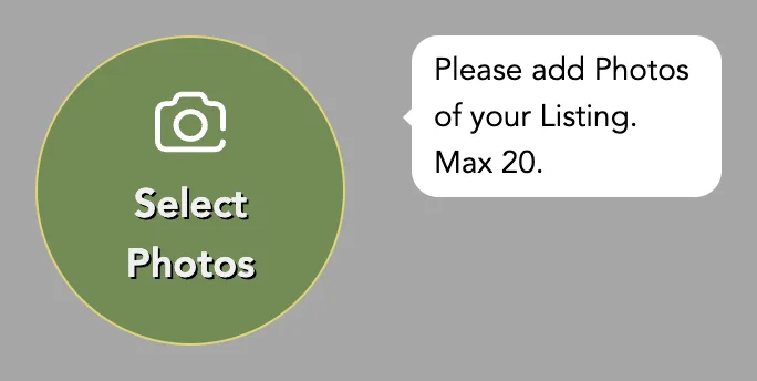 The photo box on a computer: the round Select Photos button, with a note asking for photos
