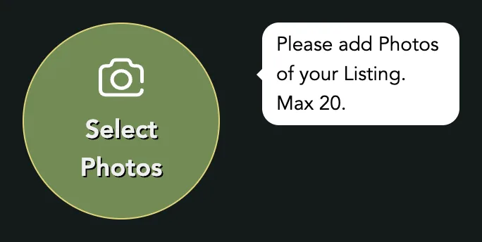 The photo box on a computer: the round Select Photos button, with a note asking for photos