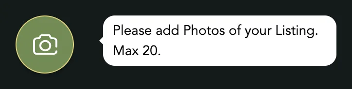 The photo box on a phone: the round camera button, with a note asking for photos
