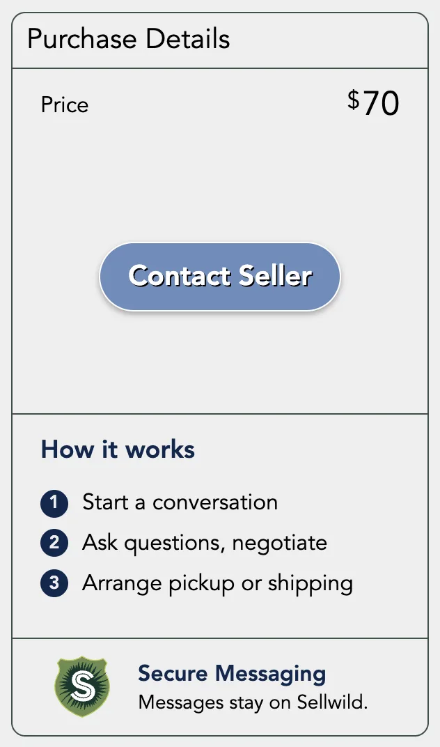 Contact Seller on a humidor, with How it works under it